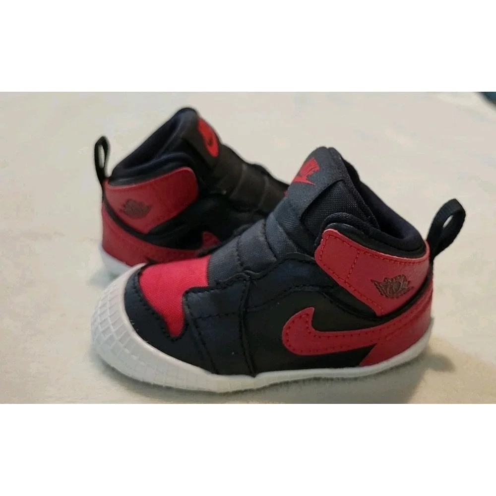 NIKE AIR JORDAN 1 CRIB BOOTIE HIGH SIZE 4C BLACK VARSITY ROYAL BABY NEWBORN